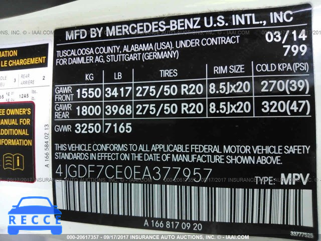 2014 Mercedes-benz GL 450 4MATIC 4JGDF7CE0EA377957 image 8