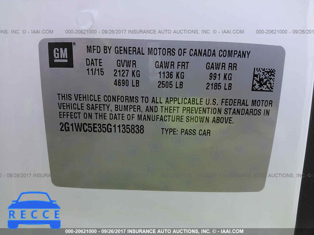 2016 Chevrolet Impala Limited LTZ 2G1WC5E35G1135838 image 8