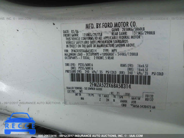 2006 Ford Freestar SEL 2FMZA522X6BA58314 image 8