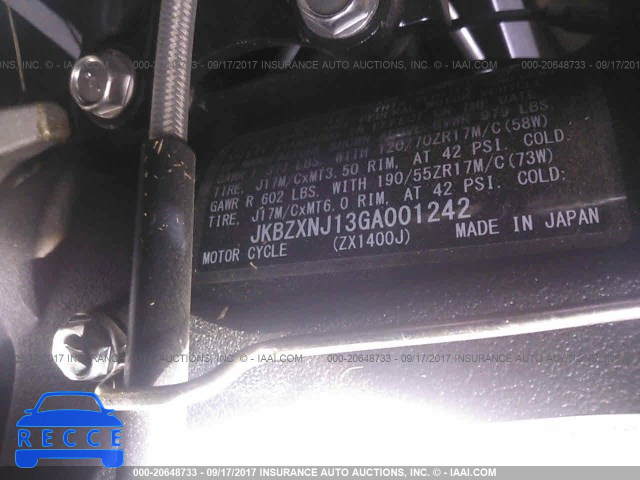 2016 Kawasaki ZX1400 J JKBZXNJ13GA001242 зображення 9