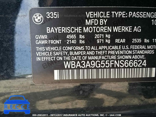 2015 BMW 335 I WBA3A9G55FNS66624 image 6