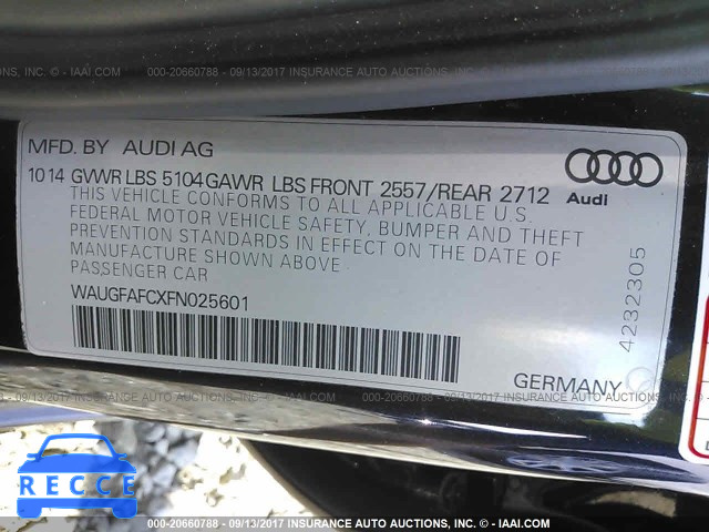 2015 Audi A6 PREMIUM PLUS WAUGFAFCXFN025601 зображення 8