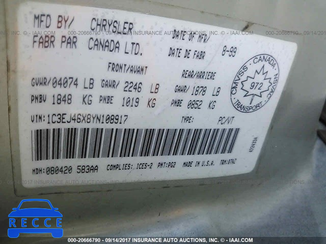 2000 Chrysler Cirrus LX 1C3EJ46X8YN108917 Bild 8