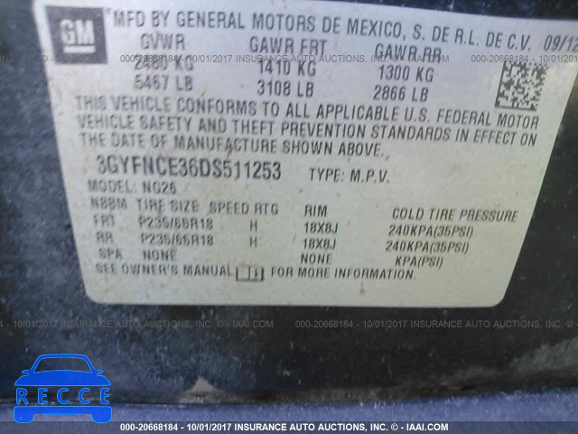 2013 Cadillac SRX LUXURY COLLECTION 3GYFNCE36DS511253 зображення 8