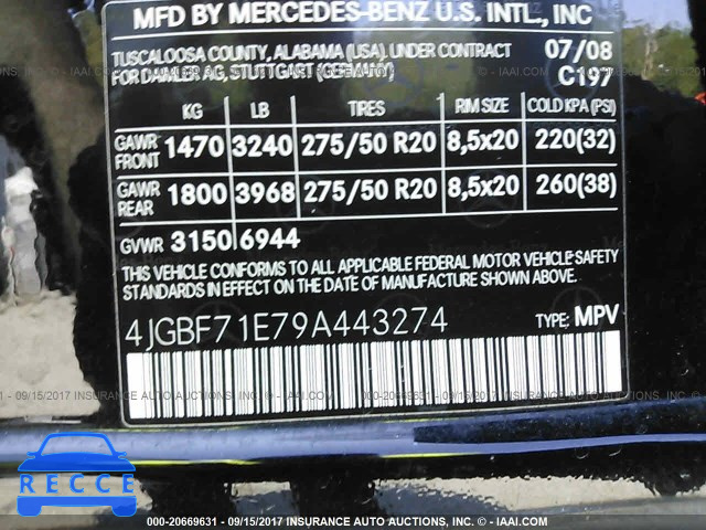 2009 Mercedes-benz GL 450 4MATIC 4JGBF71E79A443274 Bild 8