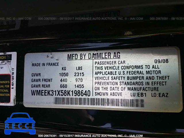 2008 Smart Fortwo PASSION WMEEK31X58K198640 image 8