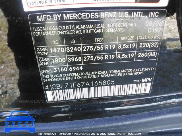 2007 Mercedes-benz GL 450 4MATIC 4JGBF71E67A165805 зображення 8