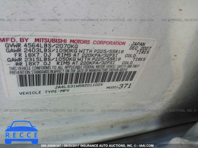 2008 Mitsubishi Outlander SE JA4LS31W58Z011024 image 8