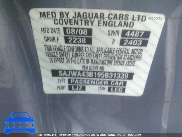 2009 Jaguar XK SAJWA43B195B31339 image 8