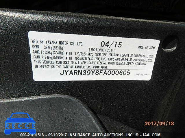 2015 Yamaha YZFR1 C JYARN39Y8FA000605 image 9