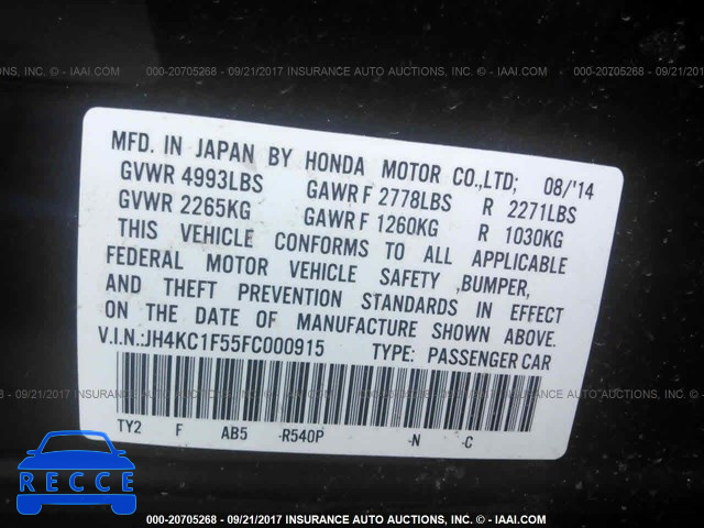 2015 Acura RLX TECH JH4KC1F55FC000915 image 8