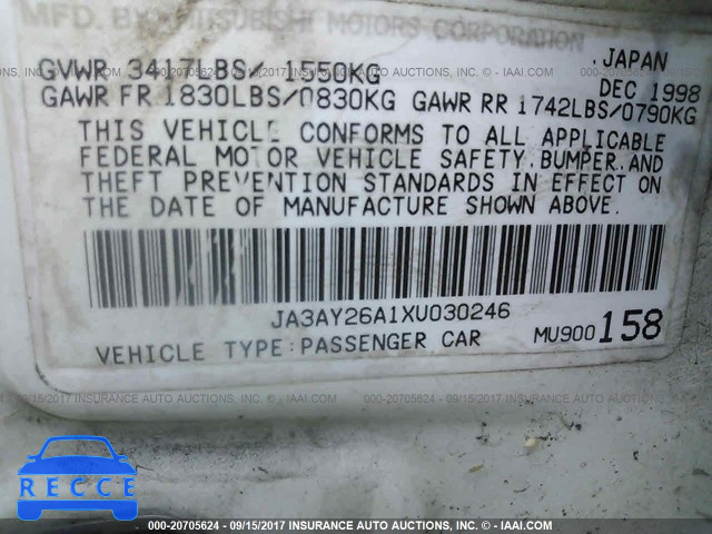 1999 Mitsubishi Mirage DE JA3AY26A1XU030246 Bild 8