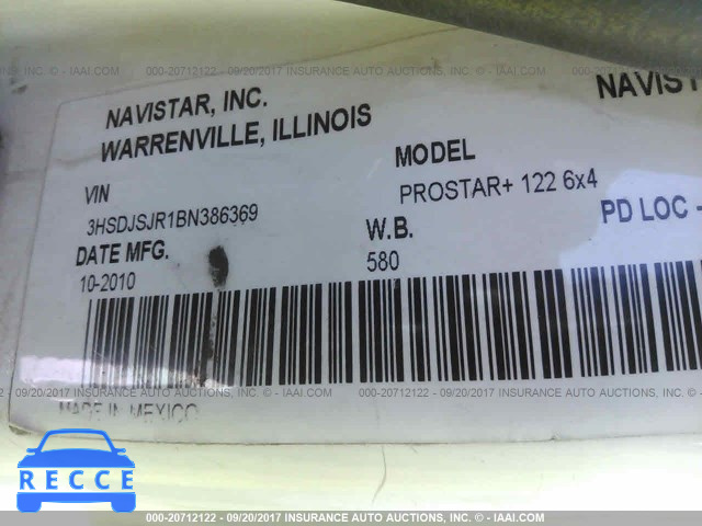 2011 INTERNATIONAL PROSTAR 3HSDJSJR1BN386369 image 9