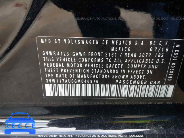 2016 Volkswagen Golf S 3VW117AU0GM046976 image 8