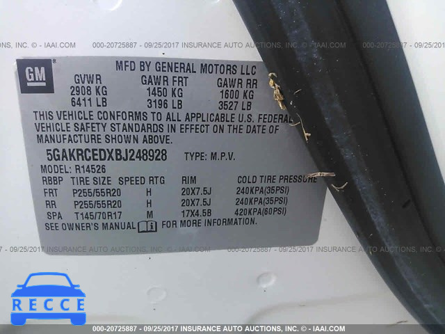 2011 Buick Enclave CXL 5GAKRCEDXBJ248928 image 8