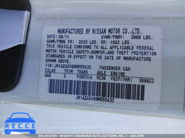 2011 Nissan 370Z TOURING/NISMO JN1AZ4EH9BM555432 image 8