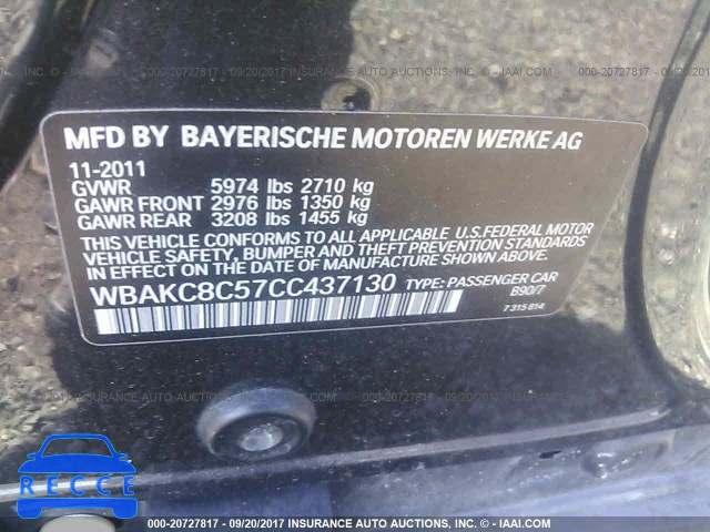 2012 BMW 750 LXI WBAKC8C57CC437130 image 8