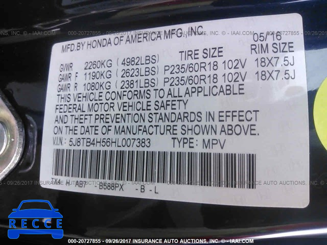 2017 ACURA RDX TECHNOLOGY 5J8TB4H56HL007383 image 8