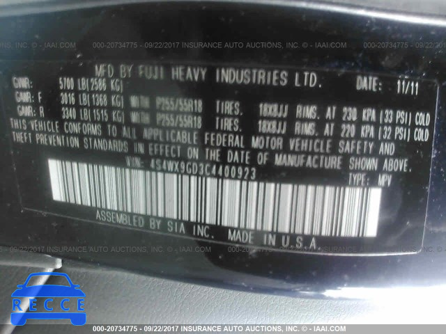 2012 SUBARU TRIBECA LIMITED/TOURING 4S4WX9GD3C4400923 image 8