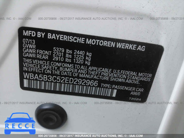 2014 BMW 535 XI WBA5B3C52ED292966 image 8