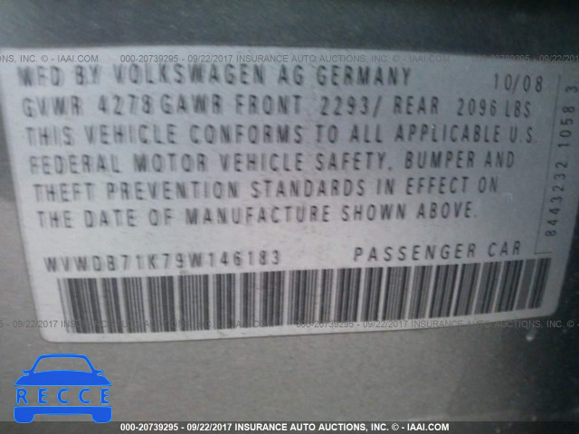 2009 Volkswagen Rabbit WVWDB71K79W146183 image 8