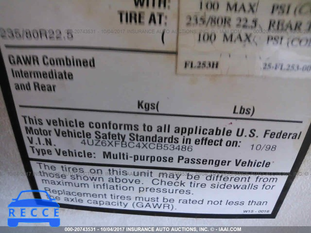 1999 FREIGHTLINER CHASSIS X LINE MOTOR HOME 4UZ6XFBC4XCB53486 Bild 8