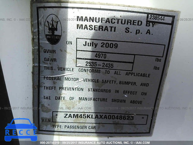 2010 Maserati Granturismo S ZAM45KLAXA0048623 Bild 8