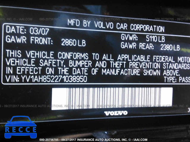 2007 Volvo S80 V8 YV1AH852271038950 image 8