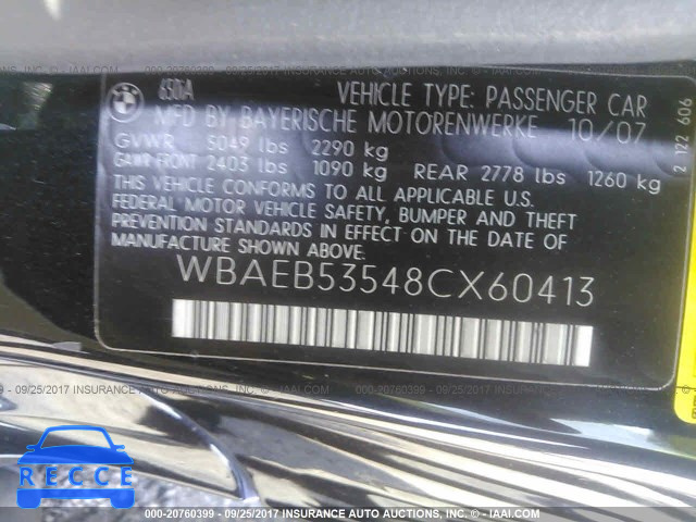 2008 BMW 650 I WBAEB53548CX60413 зображення 8