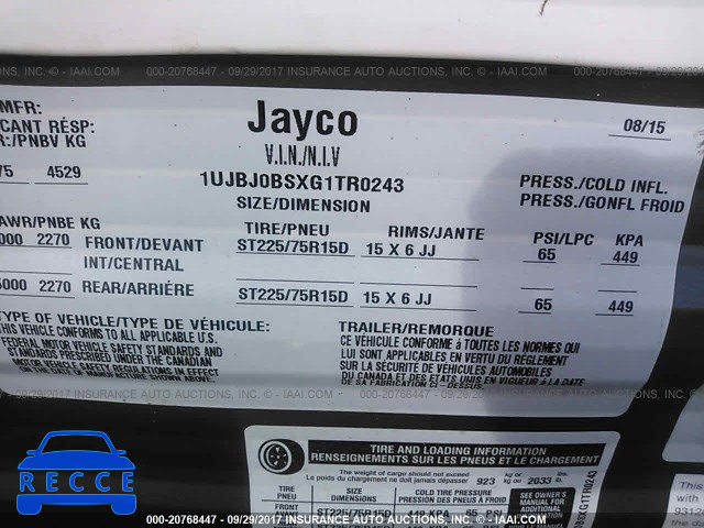 2016 JAYCO OTHER 1UJBJ0BSXG1TR0243 image 8