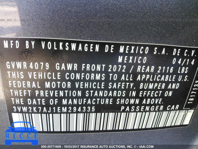 2014 Volkswagen Jetta S 3VW2K7AJ1EM294335 image 8