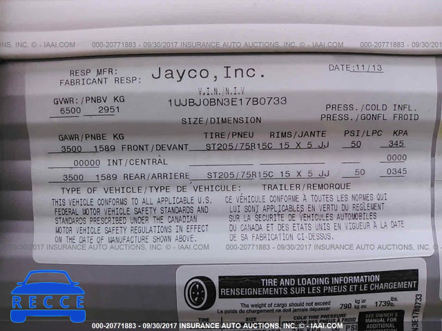 2014 JAYCO OTHER 1UJBJ0BN3E17B0733 зображення 8