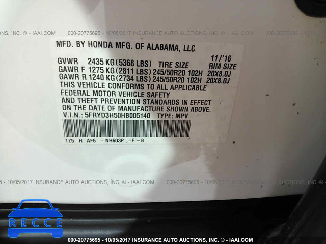 2017 ACURA MDX TECHNOLOGY 5FRYD3H50HB005140 image 8