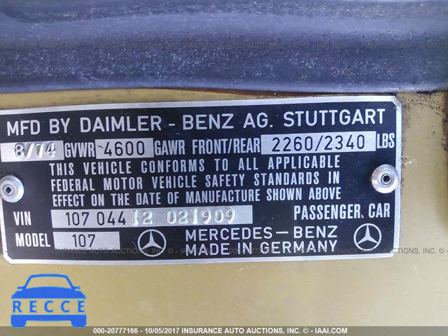 1975 MERCEDES BENZ OTHER 10704412021909 image 8