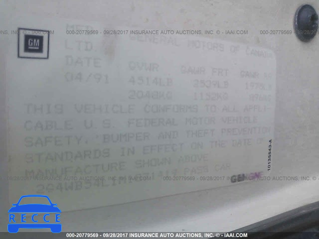1991 Buick Regal CUSTOM 2G4WB54L1M1871419 зображення 8