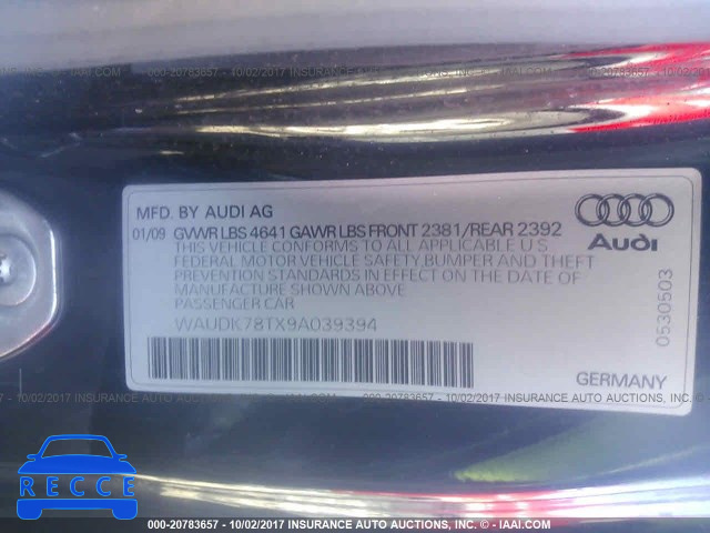 2009 Audi A5 QUATTRO WAUDK78TX9A039394 image 8