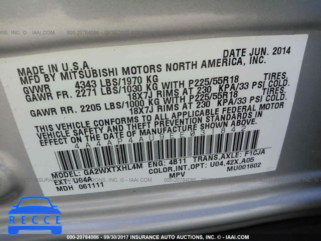 2014 Mitsubishi Outlander Sport SE 4A4AP4AU9EE031842 image 8