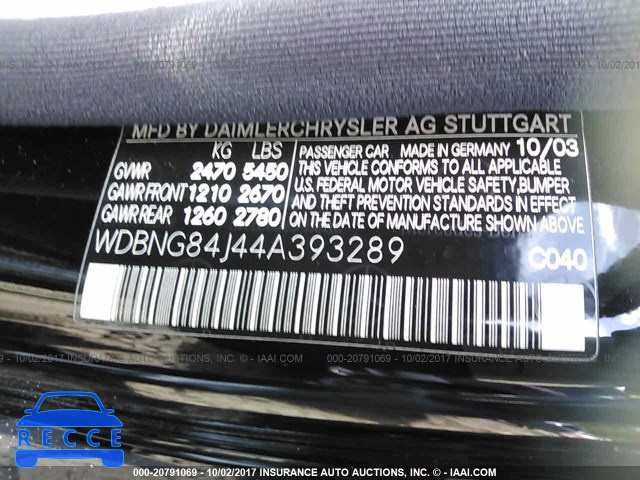2004 Mercedes-benz S 500 4MATIC WDBNG84J44A393289 Bild 8