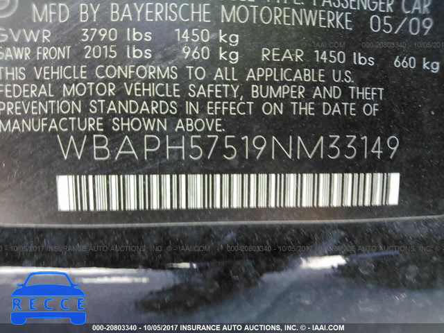 2009 BMW 328 I SULEV WBAPH57519NM33149 image 8