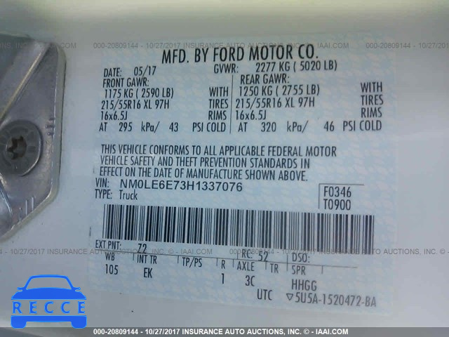 2017 FORD TRANSIT CONNECT XL NM0LE6E73H1337076 image 8