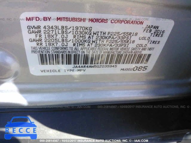 2016 MITSUBISHI OUTLANDER SPORT SEL/GT JA4AR4AW5GZ035945 image 8