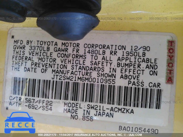 1991 Toyota MR2 JT2SW21M6M0010955 image 8