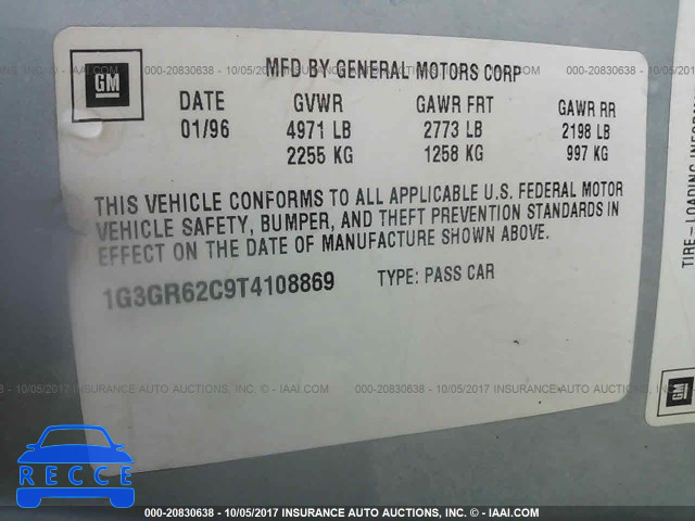 1996 Oldsmobile Aurora 1G3GR62C9T4108869 image 8