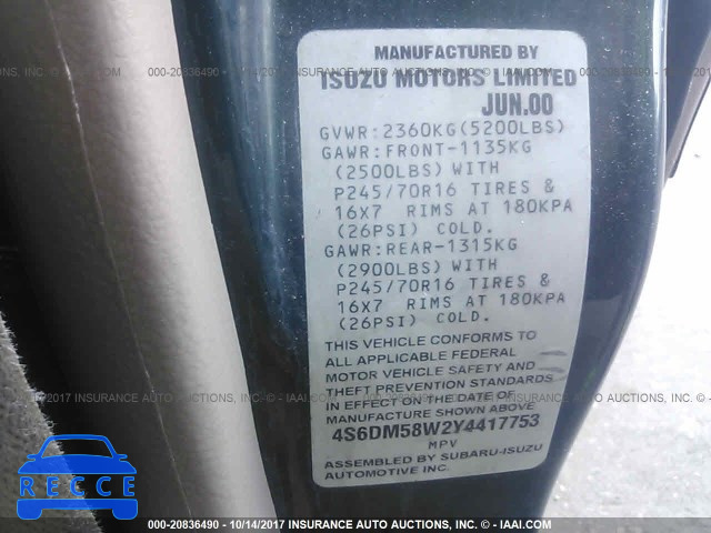 2000 HONDA PASSPORT EX/LX 4S6DM58W2Y4417753 image 8