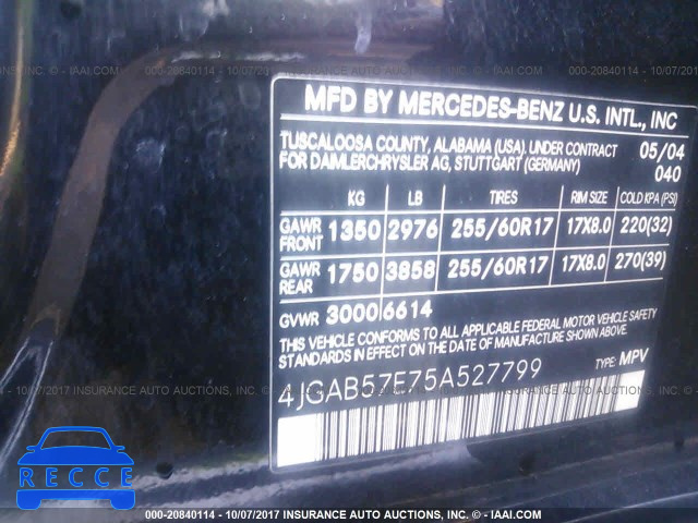 2005 Mercedes-benz ML 350 4JGAB57E75A527799 image 8