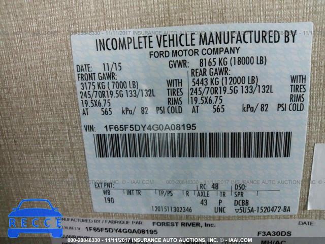 2016 FORD F53 1F65F5DY4G0A08195 image 8