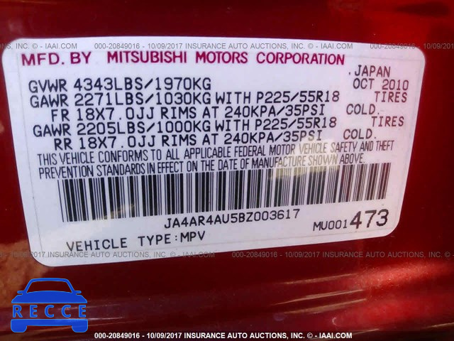 2011 Mitsubishi Outlander Sport SE JA4AR4AU5BZ003617 image 8