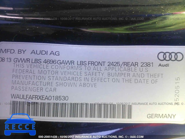 2014 Audi A5 PREMIUM PLUS WAULFAFRXEA018530 зображення 8