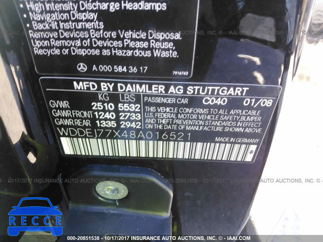 2008 Mercedes-benz CL 63 AMG WDDEJ77X48A016521 image 8