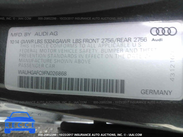 2015 Audi A6 PRESTIGE WAUHGAFC9FN026868 зображення 8